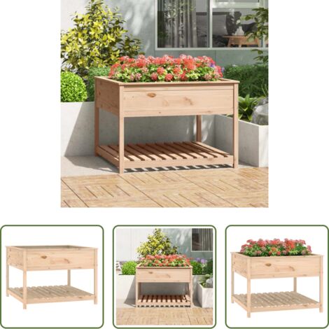 Fioriera da giardino - Fioriera con Mensola 111,5x111,5x81cm in Legno Massello di Pino