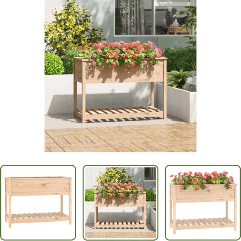Fioriera da giardino -  Fioriera con Mensola 111,5x54x81 cm in Legno Massello di Pino