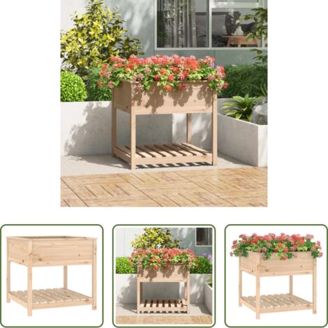 Fioriera da giardino - Fioriera con Mensola 82,5x82,5x81 cm in Legno Massello di Pino
