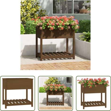 Fioriera da giardino - Fioriera con Mensola Ambra 82,5x54x81 cm in Legno Massello Pino