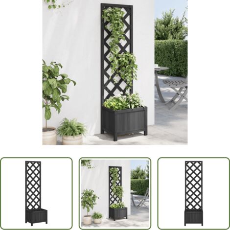 Fioriera da giardino - Fioriera con Traliccio Nero in Legno Massello di Abete
