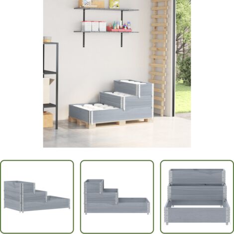 Fioriera da giardino - Fioriera Rialzata a 3 Livelli Grigia 120x80 cm Legno di Pino