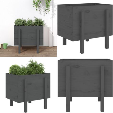 Fioriera da Giardino Grigia 62x50x57 cm Legno Massello di Pino - Fioriera in legno - Fioriera da esterno