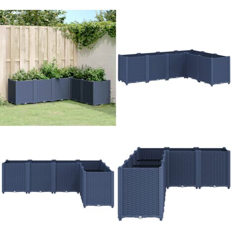 Fioriera da Giardino Grigio Blu 160x120x53 cm in PP - Fioriera da patio - Fioriera in PP