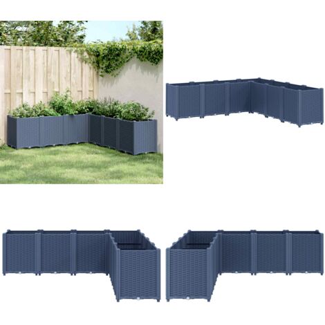 Fioriera da Giardino Grigio Blu 160x160x53 cm in PP - Fioriera da patio - Fioriera in polipropilene