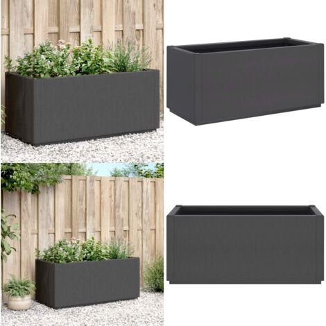 Fioriera da Giardino Grigio Scuro 80x36x35 cm in PP - Fioriera da patio - Fioriera da terrazza