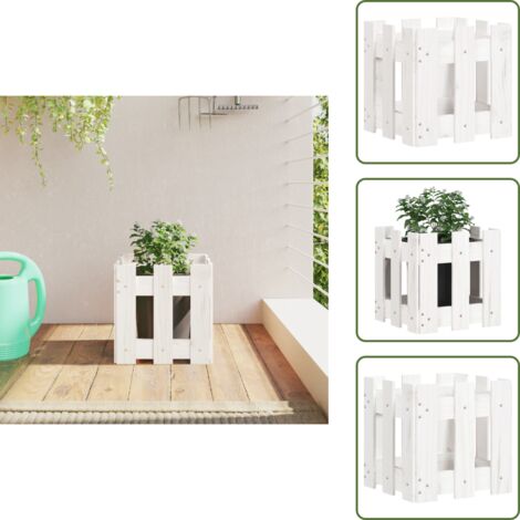 Fioriera da giardino in legno - vidaXL Fioriera Giardino a Recinzione Bianco 30x30x30 cm Massello Pino -