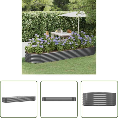 Fioriera da giardino -  Letto da Giardino in Acciaio Zincato 322x100x36 cm Antracite