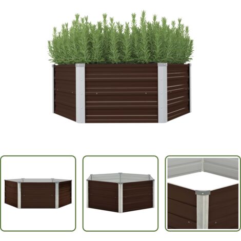 Fioriera da giardino -  Letto di Coltura Rialzato Marrone 129x129x45cm Acciaio Zincato