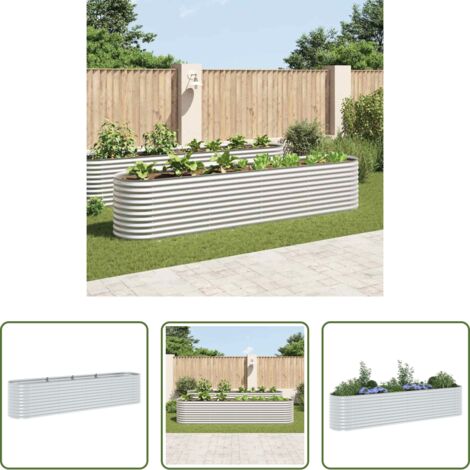 Fioriera da giardino -  Letto Rialzato Giardino 400x80x81 cm in Acciaio Zincato Argento