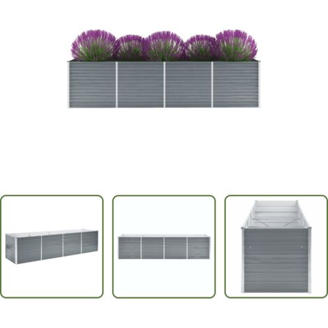 Fioriera da giardino -  Letto Rialzato Giardino in Acciaio Zincato 320x80x77 cm Grigio