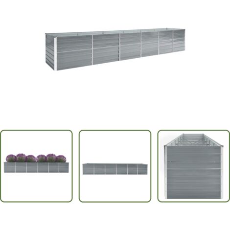 Fioriera da giardino -  Letto Rialzato Giardino in Acciaio Zincato 480x80x77 cm Grigio