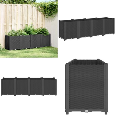 Fioriera da Giardino Nera 160x40x53 cm in PP - Fioriera da patio - Fioriera in PP
