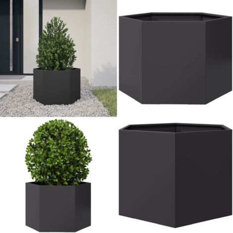 Fioriera da Giardino Nera Esagono 69x60x45 cm in Acciaio - Fioriera in acciaio - Fioriera esagono