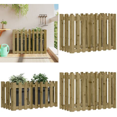 Fioriera da Giardino Recinzione 100x50x70 cm in Pino Impregnato - Fioriera in legno - Fioriera rialzata