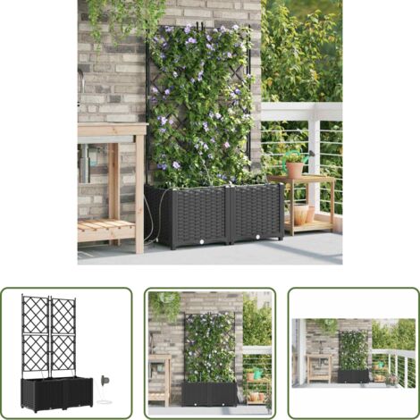 Fioriera da giardino -  Vaso da giardino 2 pcs Nero Acciaio