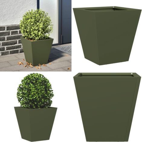 Fioriera da Giardino Verde Oliva 30x30x30 cm in Acciaio - Fioriera in acciaio - Fioriera verde oliva