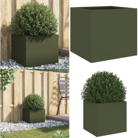 Fioriera da Giardino Verde Oliva 32x30x29 cm in Acciaio - Fioriera in acciaio - Fioriera verde oliva