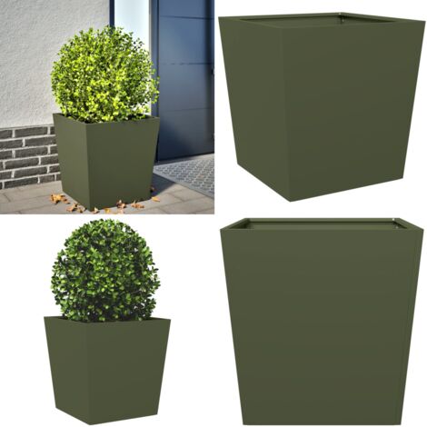 Fioriera da Giardino Verde Oliva 50x50x50 cm in Acciaio - Fioriera in acciaio - Fioriera verde oliva