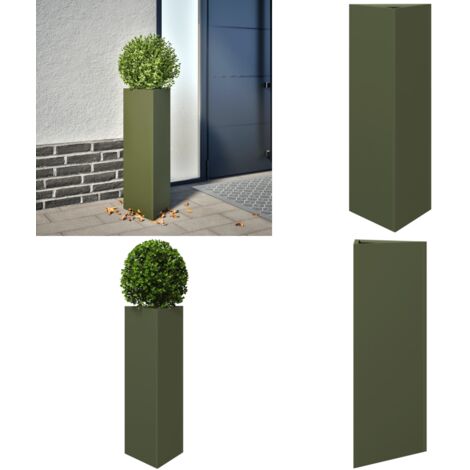Fioriera da Giardino Verde Oliva Triangolare 30x26x75cm Acciaio - Fioriera triangolare - Fioriera in acciaio