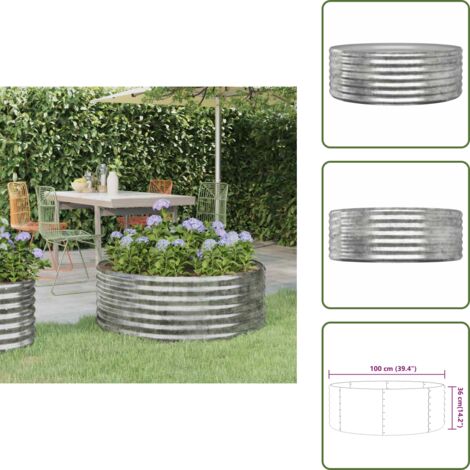 Fioriera da giardino - vidaXL Letto Giardino Acciaio Zincato 100x100x36 cm Argento - Letto rialzato