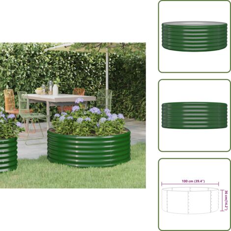 Fioriera da giardino - vidaXL Letto Giardino Acciaio Zincato 100x100x36 cm Verde - Letto rialzato