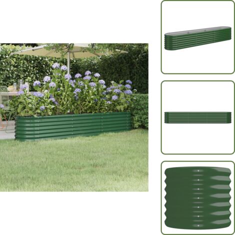 Fioriera da giardino - vidaXL Letto Giardino Acciaio Zincato 224x40x36 cm Verde - Letto da balcone
