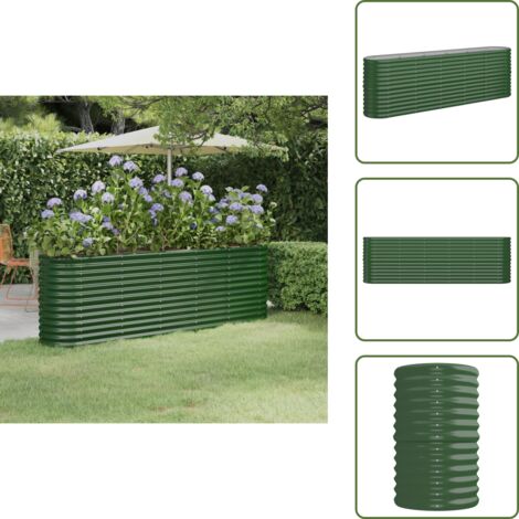 Fioriera da giardino - vidaXL Letto Giardino Acciaio Zincato 224x40x68 cm Verde - Fioriera in acciaio zincato