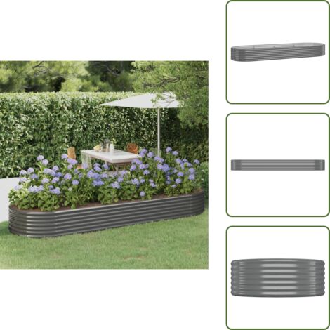 Fioriera da giardino - vidaXL Letto Giardino Acciaio Zincato 322x100x36cm Grigio - Letto in acciaio zincato