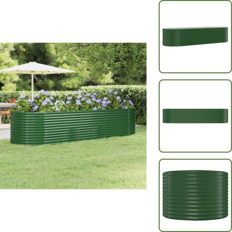 Fioriera da giardino - vidaXL Letto Giardino Acciaio Zincato 322x100x68 cm Verde - Fioriera in acciaio zincato