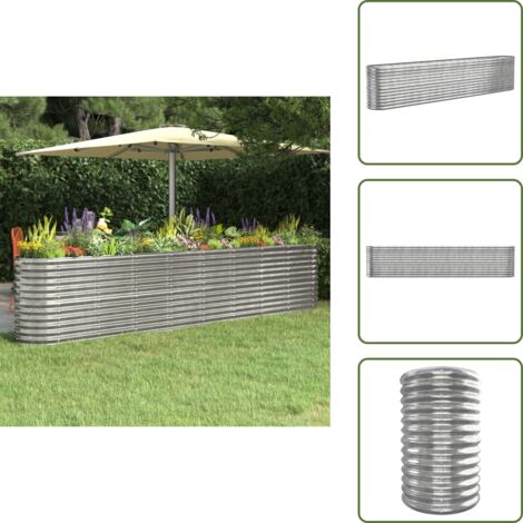 Fioriera da giardino - vidaXL Letto Giardino Acciaio Zincato 332x40x68cm Argento - Letto rialzato