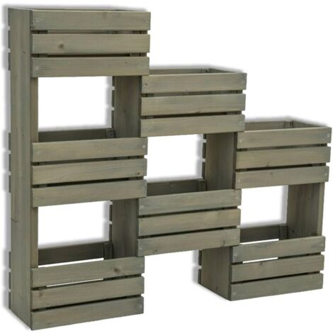 Fioriera da parete in Legno, con Ganci per Piante Aromatiche e Fiori, 83x15x75h