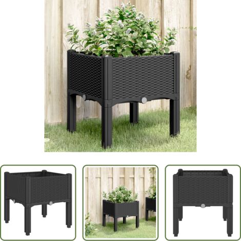 Fioriera da patio -  Fioriera da Giardino con Gambe Nera 40x40x42 cm in PP