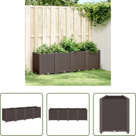 Fioriera da patio -  Fioriera da Giardino Marrone 160x40x53 cm in PP