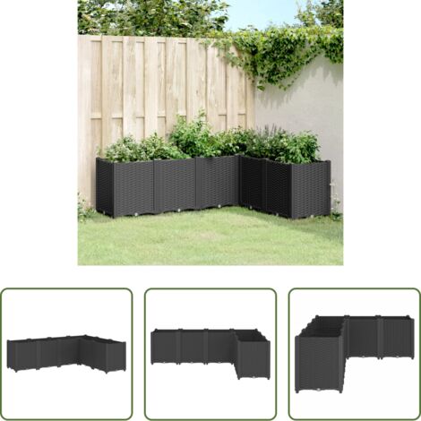 Fioriera da patio -  Fioriera da Giardino Nera 160x120x53 cm in PP