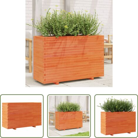 Fioriera da patio -  Fioriera Giardino Marrone Cera 110x40x72 cm Legno Massello Pino