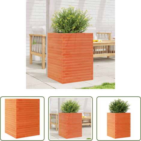 Fioriera da patio -  Fioriera Giardino Marrone Cera 50x50x68,5cm Legno Massello Pino