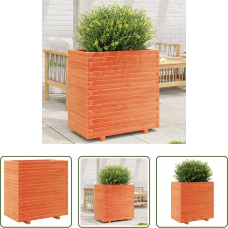 Fioriera da patio -  Fioriera Giardino Marrone Cera 70x40x72,5cm Legno Massello Pino