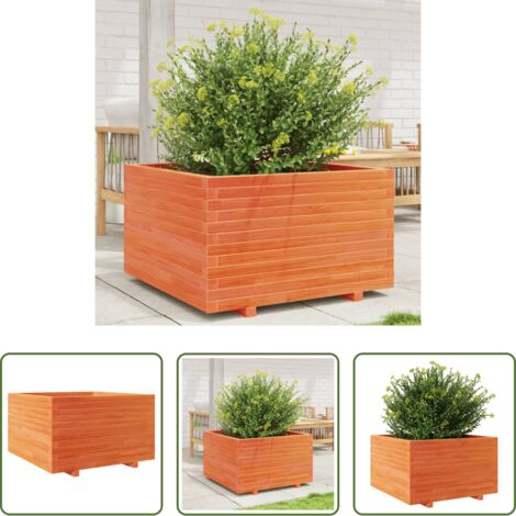 Fioriera da patio -  Fioriera Giardino Marrone Cera 80x80x49,5cm Legno Massello Pino
