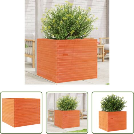 Fioriera da patio -  Fioriera Giardino Marrone Cera 80x80x68,5cm Legno Massello Pino