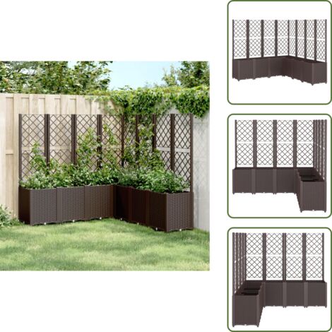 Fioriera da patio - vidaXL Fioriera da Giardino con Traliccio Marrone 160x160x140 cm in PP - Fioriera in polipropilene