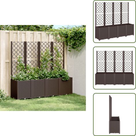 Fioriera da patio - vidaXL Fioriera da Giardino con Traliccio Marrone 160x40x140 cm in PP - Fioriera in polipropilene