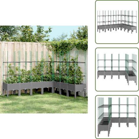 Fioriera da patio - vidaXL Fioriera Giardino con Traliccio Grigio 200x160x142,5 cm PP - Fioriera in polipropilene