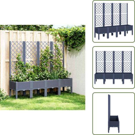 Fioriera da patio - vidaXL Fioriera Giardino con Traliccio Grigio Blu 160x40x142 cm PP - Fioriera in polipropilene