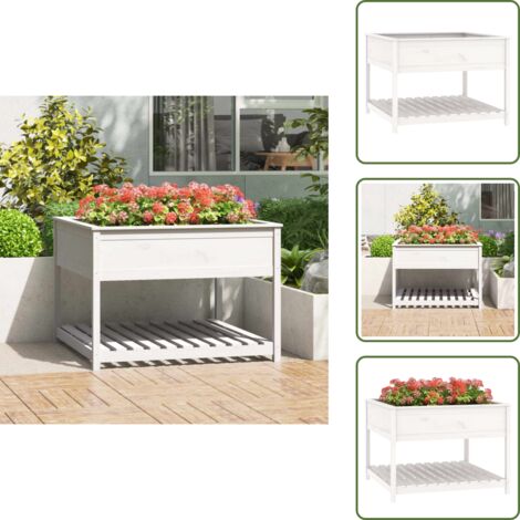 Fioriera da patio - vidaXL Fioriera Mensola Bianca 111,5x111,5x81cm Legno Massello di Pino - Fioriera per piante