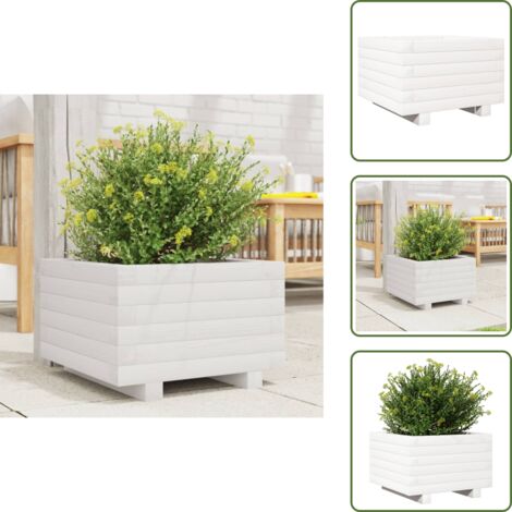 Fioriera decorativa - vidaXL Fioriera da Giardino Bianca 40x40x26,5cm Legno Massello di Pino - Fioriera per piante