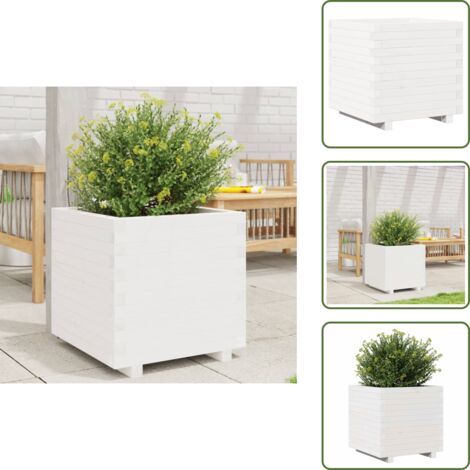 Fioriera decorativa - vidaXL Fioriera da Giardino Bianca 50x50x49,5cm Legno Massello di Pino - Fioriera per piante