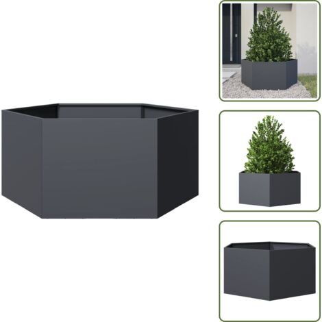 Fioriera esagonale - vidaXL Fioriera da Giardino Antracite Esagono 104x90x45 cm in Acciaio - Fioriera per piante