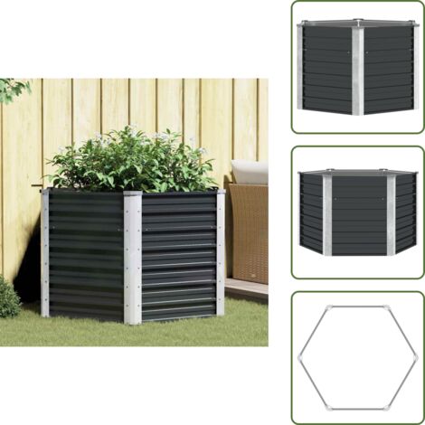 Fioriera esagonale - vidaXL Fioriera per Giardino Antracite 129x129x77cm in Acciaio Zincato - Fioriera con fondo aperto