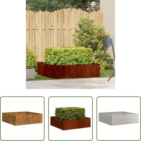 Fioriera esterna -  Fioriera Arrugginita 100x100x30 cm in Acciaio Corten